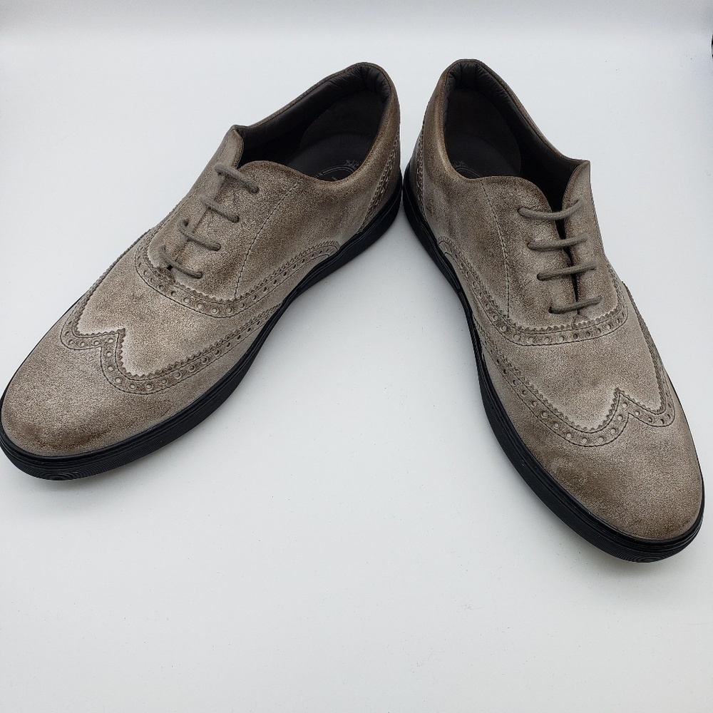 Tod's Taupe Suede Wingtip Derby Shoes
